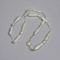 Perły...Luksusowy naszyjnik z prawdziwych pereł i srebra