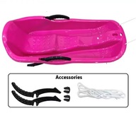 DUŻE SANKI PLASTIKOWE DLA DZIECI Z OPARCIEM ŚLIZG Z HAMULCAMI RÓŻOWE