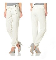 Białe spodnie 38 M ściągacze eleganckie jak dresowe zip