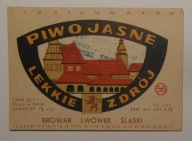 STARA ETYKIETA PIWO JASNE LEKKIE ZDRÓJ BROWAR LWÓWEK ŚLĄSKI