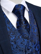 L XL Kamizelka Krawat poszetka elegancka do garnituru NIEBIESKA czarna