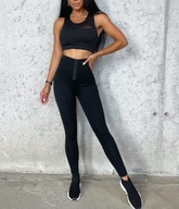 Czarne legginsy damskie modelujące wysoki stan 38 M