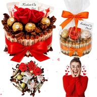 TORT ZE SŁODYCZY CUKIERKÓW KOSZ PREZENTOWY POMYSŁ NA PREZENT WALENTYNKI