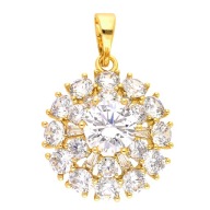 48483 Zawieszka stal chirurgiczna 316L pozłacana 18k markiza z cyrkoniami