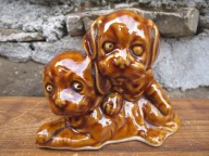 Stara Figurka Uroczych Piesków z Porcelitu_PRL