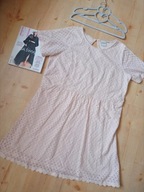 junarose 46 sukienka midi koronka pudrowy róż