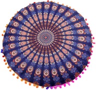 Poduszka MANDALA siedzisko okrągła pufa do medytacji zen indyjska granatowa