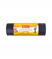 MASTER WORKI NA ODPADY 60L CZARNE Z TAŚMĄ 5X10 SZTUK MOCNE WYTRZYMAŁE ROLKA