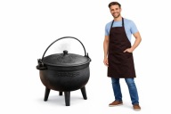 KOCIOŁEK ŻELIWNY 8l GARNEK MYŚLIWSKI pieczonka na ognisko grill + PRZEPISY