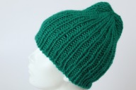 Wełniana czapka Eskimo-rękodzieło, S, papuzia zieleń, ciepła, gruba