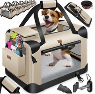 Torba transportowa dla psa LOVPET kota z poduszką miską M beżowa