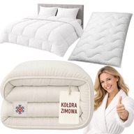 KOŁDRA ZIMOWA 200x220cm CIEPŁA PUSZYTA GRUBA ANTYALERGICZNA POLSKA MIĘKKA