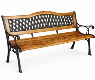 Ławka ogrodowa LAW03 125 cm metal drewno z oparciem trwała | Wygoda i styl