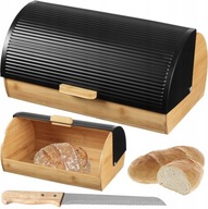 CHLEBAK METALOWY DUŻY CZARNY POJEMNIK NA PIECZYWO CHLEB