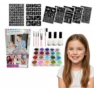 DUŻY ZESTAW Do Robienia Tatuaży Szablony Tatuaże Brokatowe Zmywalne Dzieci