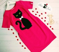 Sukienka Pani KOT z kotem fuksja KOCIARA XXL