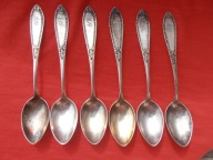 Łyżeczki - 6 sztuk. Srebro - 98 gr.