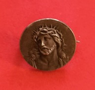 Piękna stara zapinana broszka Vintage Pan Jezus w koronie cierniowej