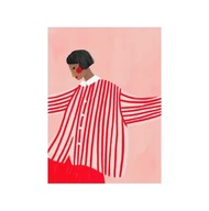 „Czerwone linie" – Minimalistyczny Plakat Dekoracyjny z Postacią Kobiety