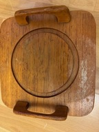 Podstawka Taca z uchwytami drewniana z czasów PRL vintage Dolphin