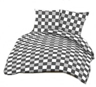 pościel bawełna lux 160x220 + 2x70x80 zamek B 208 krata szara