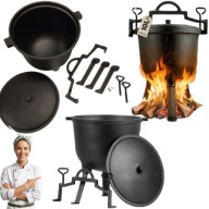 KOCIOŁEK ŻELIWNY GARNEK MYŚLIWSKI 10L PIECZONKI DUSZONKI OGNISKO GRILL