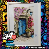 Obraz "Tajemnicze Drzwi" wykonany haftem krzyżykowym - WOŚP Wągrowiec