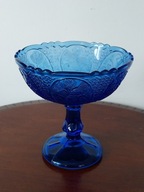 Szklany kobaltowy pucharek medaliony Ząbkowice