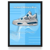 Plakat Jordan 4 "Military Blue" (Czarna/Biała Ramka)
