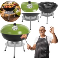 GRILL WĘGLOWY OGRODOWY Z POKRYWĄ METALOWYM RUSZTEM 35X35CM PRZENOŚNY MAŁY