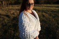 kardigan swetr oversize bluza – biały, handmade