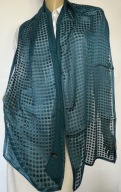 Hand Made szal apaszka jedwab silk morski 172x34