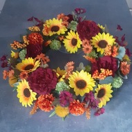 jesienny wianek że słonecznikami