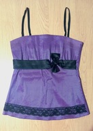 Antall top bluzka bez rękawów kratka fiolet kokarda koronka S 36