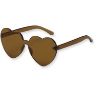 Okulary Brązowe w Kształcie SERCA Przeciwsłoneczne Prezent Fotobudka
