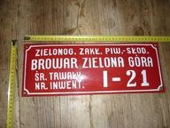 STARA TABLICA EMALIOWANA BROWAR ZIELONA GÓRA LOFT