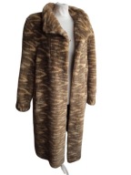 długi płaszcz futro ekologiczne vintage 80s retro L/XL