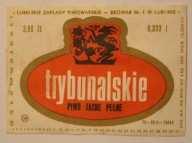 ETYKIETA - trybunalskie PIWO JASNE PEŁNE, BROWAR Nr. 1 W LUBLINIE