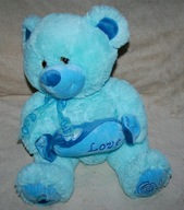 DUŻA MASKOTKA PLUSZOWA NIEBIESKI MIŚ Z CUKIERKIEM LOVE MEGA UROCZA ZABAWKA