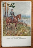 Józef Piłsudski na koniu – Jerzy Kossak – patriotyczna pocztówka II RP
