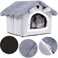 LEGOWISKO DLA KOTA DOMEK BUDKA KOJEC PLUSZOWY PODUSZKA POSŁANIE BUDA SZARY
