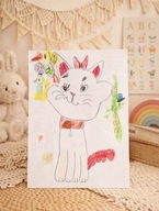 Rysunek 5-letniej Niny dla WOŚP kotka Marie Disney kot obraz