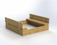 Piaskownica Drewniana 120x120cm Zamykana Składana z Ławkami Duża Naturalna