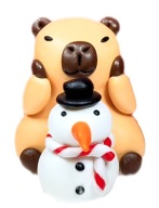 KAPIBARA z ŚWIĄTECZNYM BAŁWANKIEM Z MODELINY