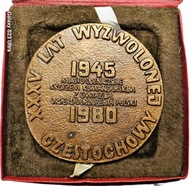 Medal Pamiątkowy PRL: XXXV Lat Wyzwolonej Częstochowy 1945-1980 + Etui