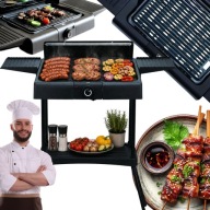 GRILL ELEKTRYCZNY OGRODOWY STOJĄCY SKŁADANY STOŁOWY 6w1 TERMOSTAT XL 2000W