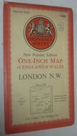 Stara mapa Londyn N.W.Mapa Anglii i Walii w formacie 1 cala,nr.160,1945 rok