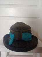 kapelusz brązowo złoty kokardka