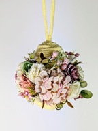 Jajko wielkanocne dekoracyjne z mechatego sznurka i kwiatów, rękodzieło