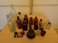 Szkło apteczne, stare butelki, stare szkło PRL, vintage, 19 sztuk